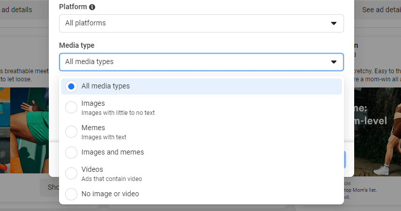 Media Type Facebook Ad Library