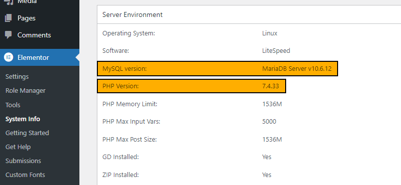 Elementor’s System Requirements - 01