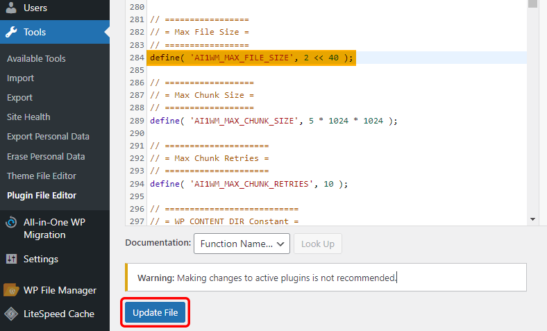 Increase Max File Size Values